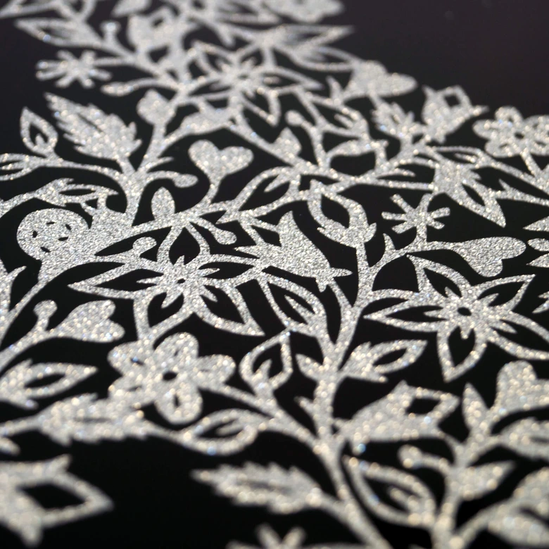 Wandbild Peace Zeichen - Silber Glitzer 