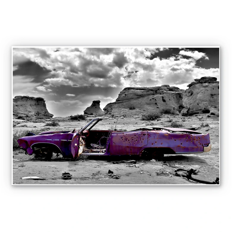 Wandbild Roter Cadillac 