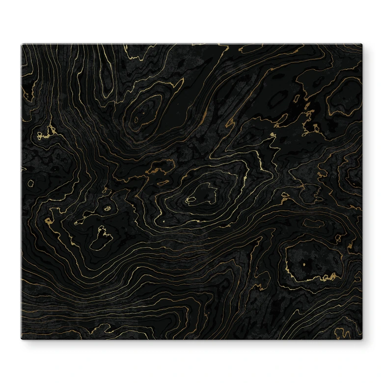 Herdabdeckplatte Abstrakte Linien Schwarz-gold - Amini 