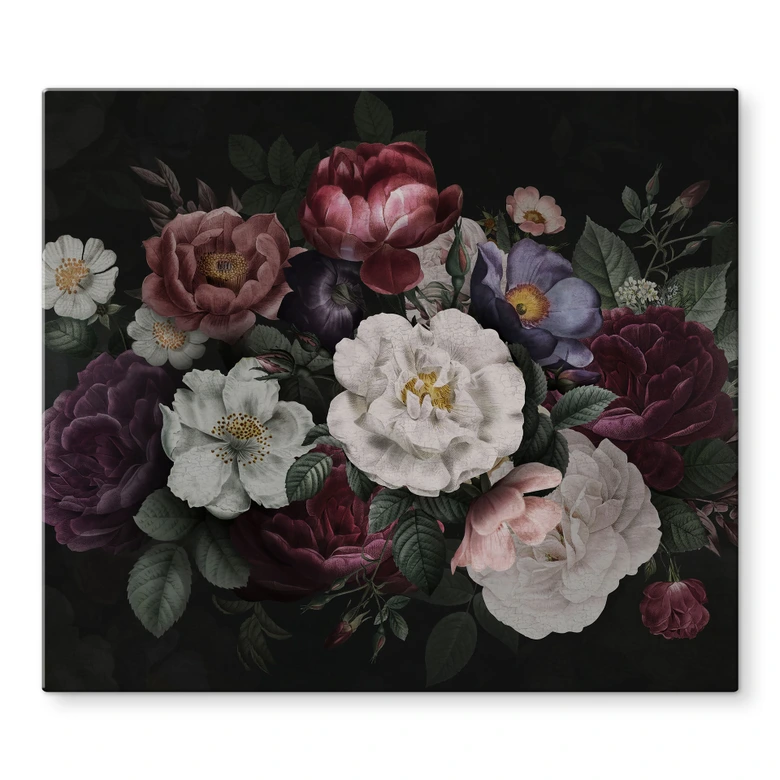 Piastra coprifornello: natura morta di fiori in stile Redouté - Bloomery Decor 