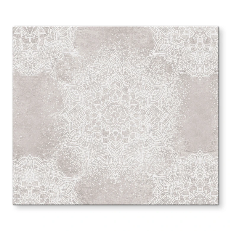 Kogeplade Blid mandala på grå-beige - Bloomery Decor 
