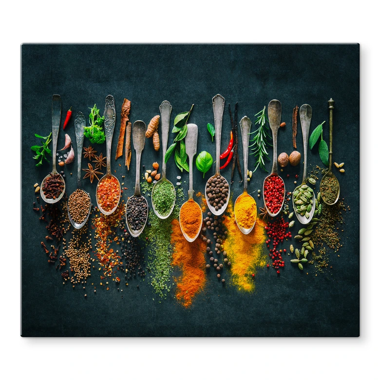 Stove cover plate Colorful variety of spices 
