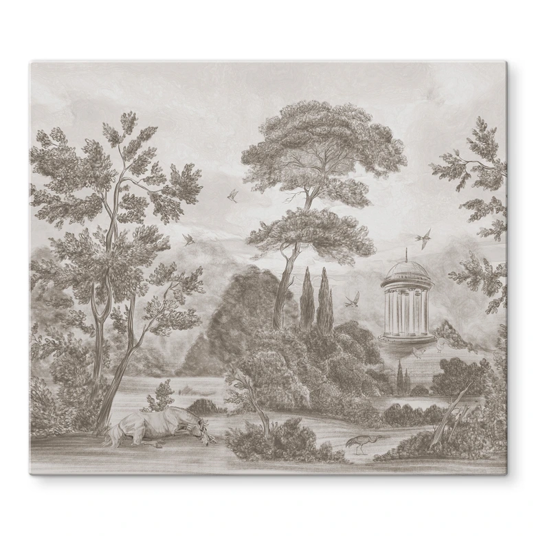 Herdabdeckplatte Landschaft mit Gartenlandschaft in Beige - Ms Tiff 