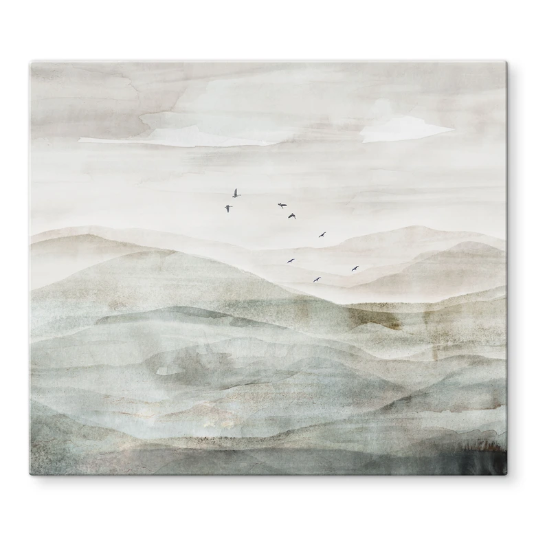 Herdabdeckplatte Neblige Berglandschaft Aquarell - Ms Tiff 