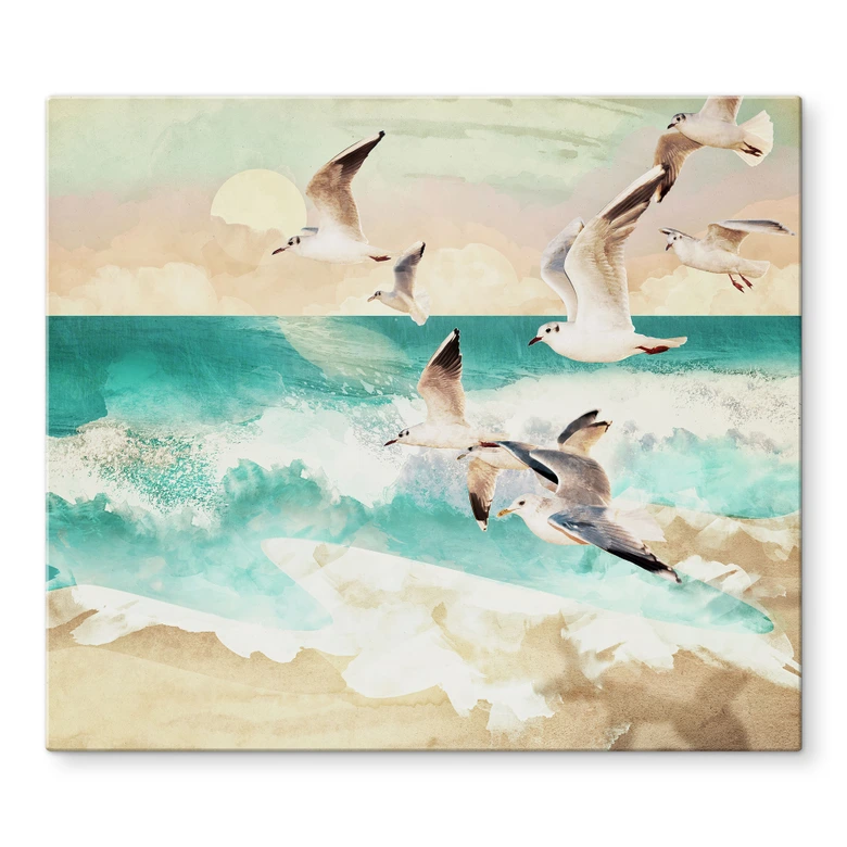 Afdekplaat voor fornuis Zeemeeuwen op het strand - SpaceFrog Designs 