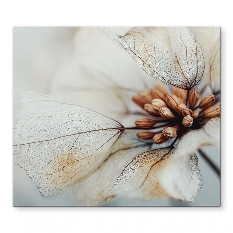 Herdabdeckplatte Blütenstruktur einer Trockenblume | Florale Küchendeko - Treechild 