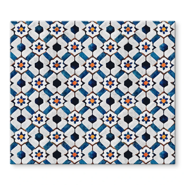 Herdabdeckplatte Geometrisches Muster mit Blumen - Treechild 
