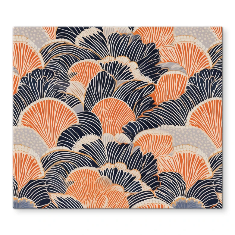 Herdabdeckplatte Muschelmuster in Orange-blau - Treechild 