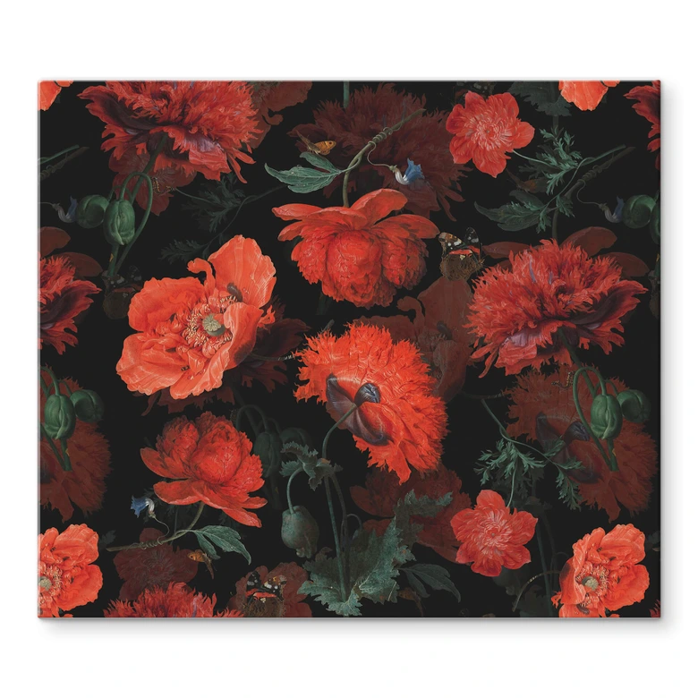 Herdabdeckplatte UN Designs - Rote Blüten 