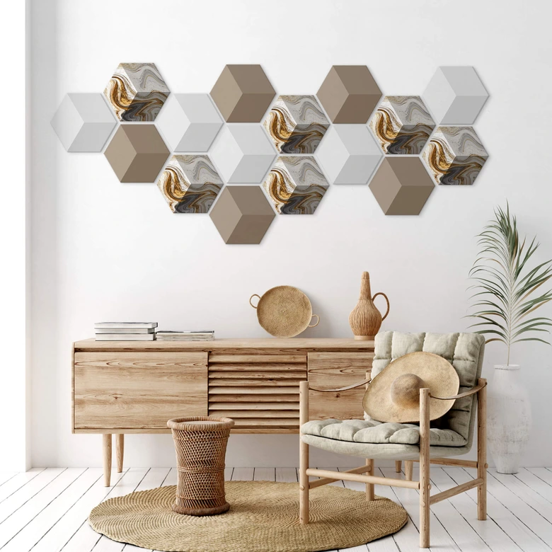 3D Hexagon - Alu-Dibond Set Golden Struggle (7er Set) 