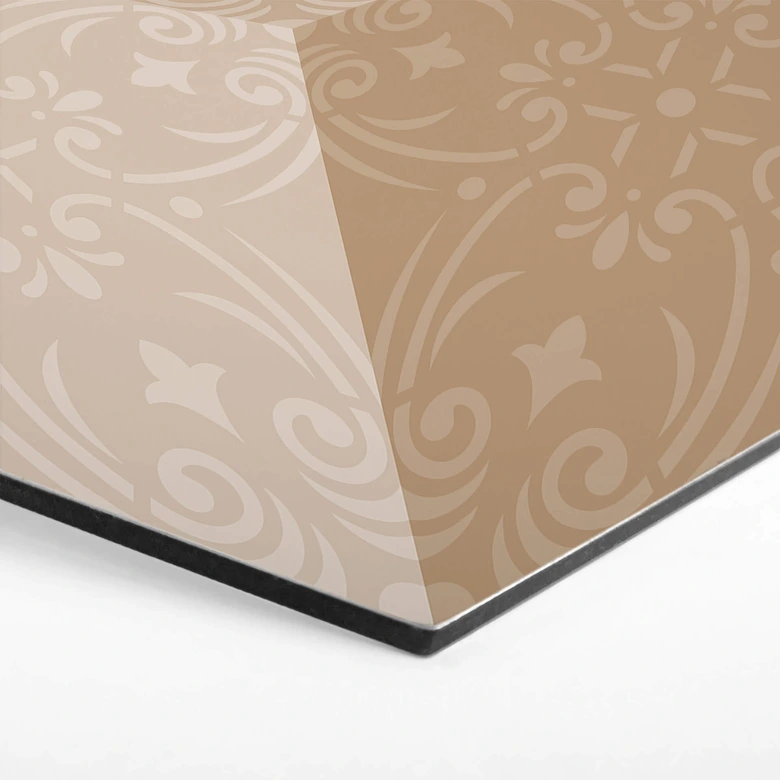 3D Hexagon Dibond - Bruin met Patroon 