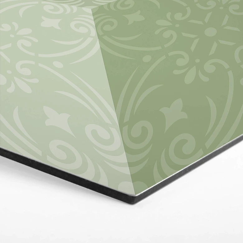 3D Hexagon Dibond - Groen met Patroon 