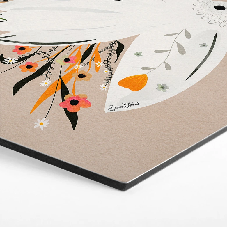 Hexagon Dibond Vredesduif met kleine bloemen - Bloom 