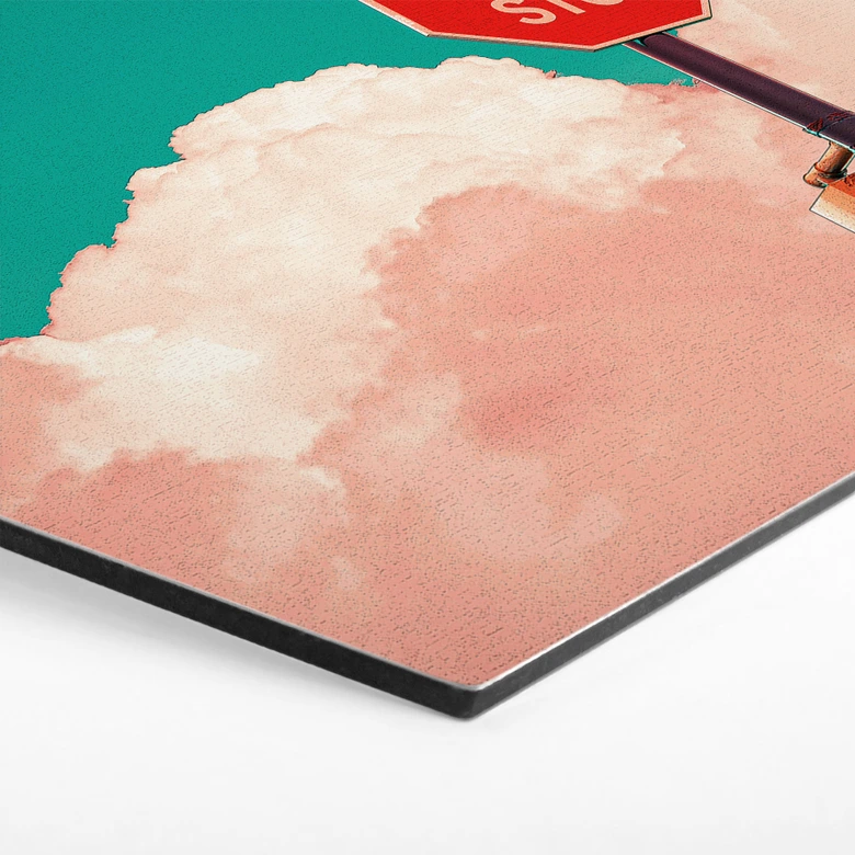 Hexagon Dibond Do Not Stop - Bord voor turquoise blauwe lucht - CosmoZach 