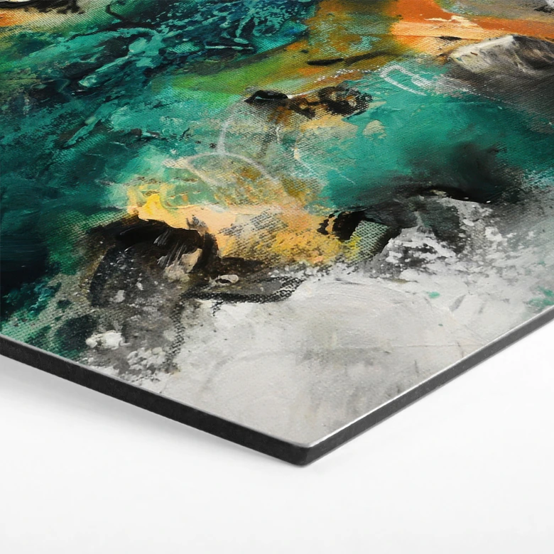 Hexagon Wandbild Farbnebel abstrakt - Fedrau - Alu-Dibond 