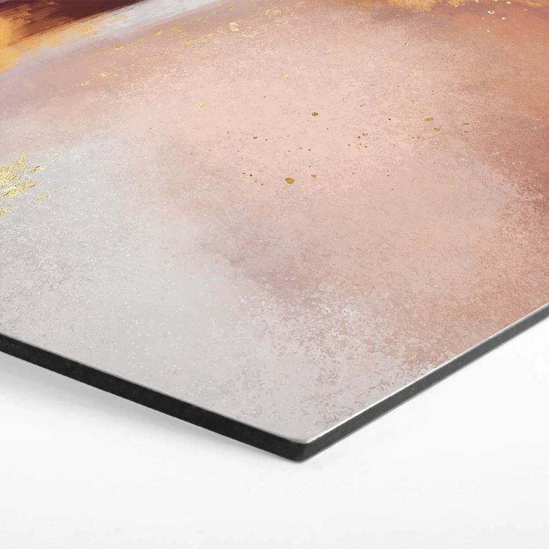 Hexagon Wandbild Fredriksson - Burgunder und Bernstein - Alu-Dibond 