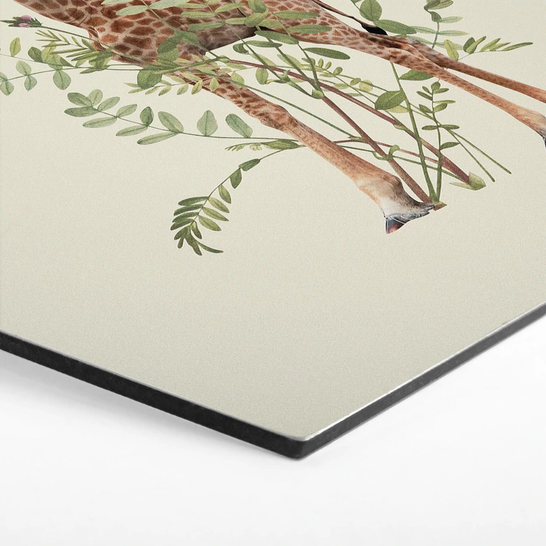 Hexagon Dibond Bloemengiraffe - Frida Floral Studio 