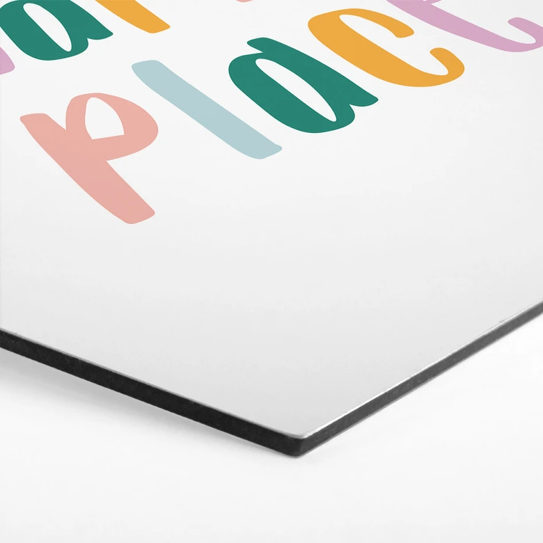 Hexagon Wandbild - Happy place - Alu-Dibond 