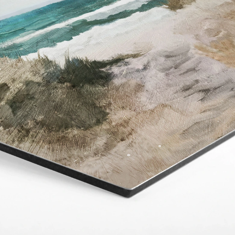 Hexagon Wandbild Dünenweg zum Strand - Hobday - Alu-Dibond 