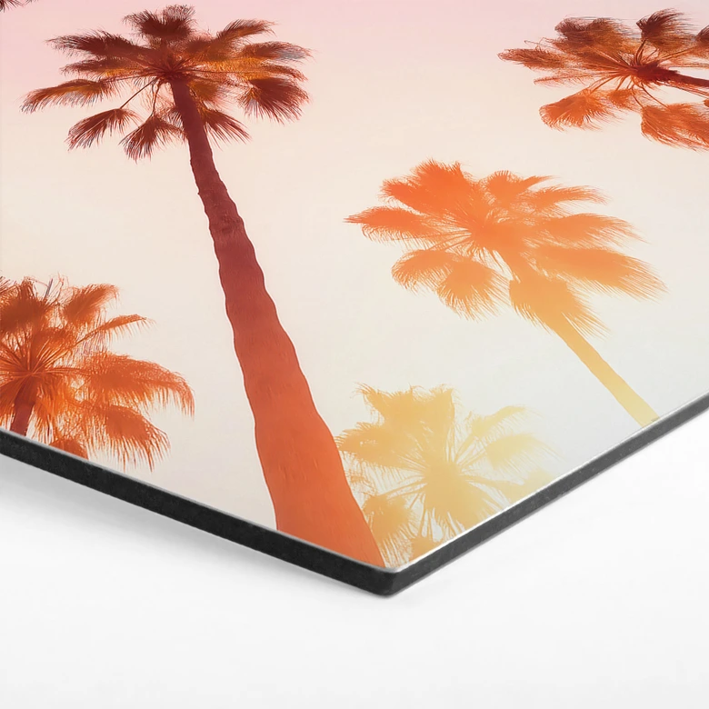Hexagon Wandbild California Dreaming mit Palmen-Blick - Hugonnard - Alu-Dibond 