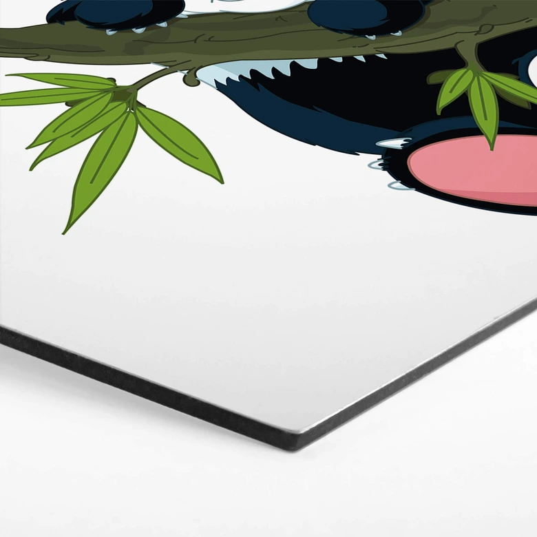 Alu-Dibond Wandbild Kletternder Panda - Hexagon 