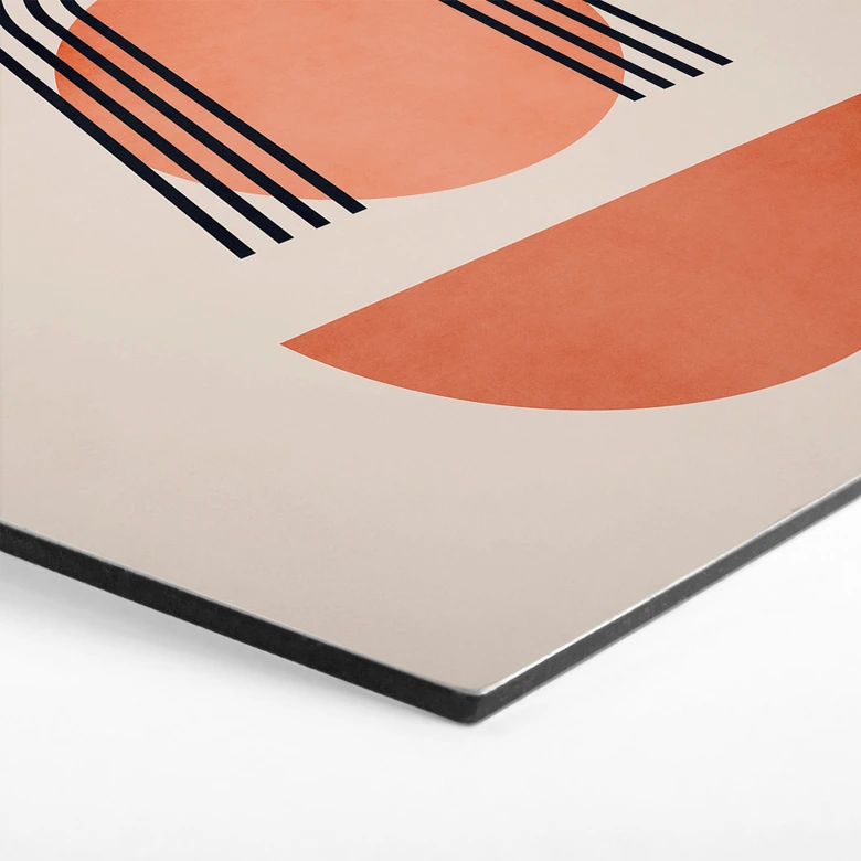 Hexagon Dibond Abstracte geometrie in perzikkleuren - Kubistika 