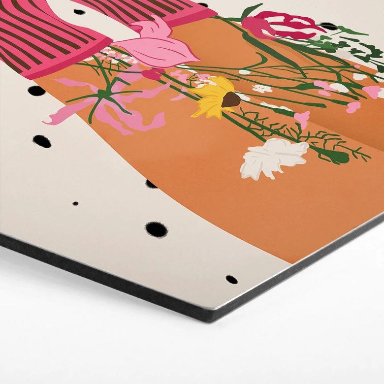 Hexagon Wandbild Sockenliebe trifft Flower Power - Mokate - Alu-Dibond 