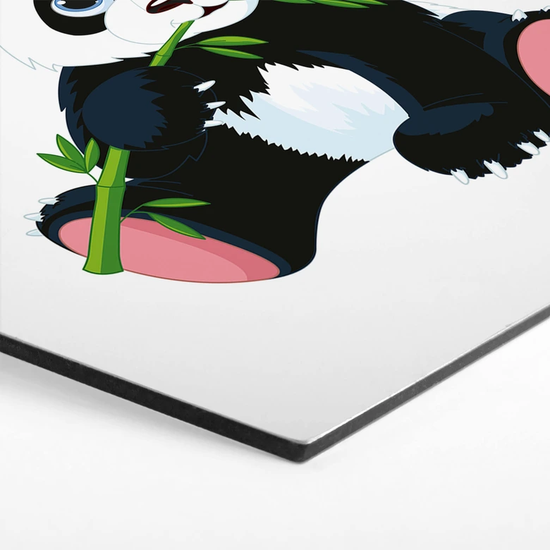 Alu-Dibond Wandbild Naschender Panda - Hexagon 
