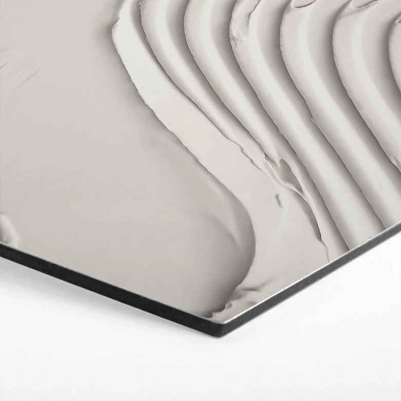 Hexagon Wandbild Sanfte Strukturen in Beige - Pictufy Studio - Alu-Dibond 