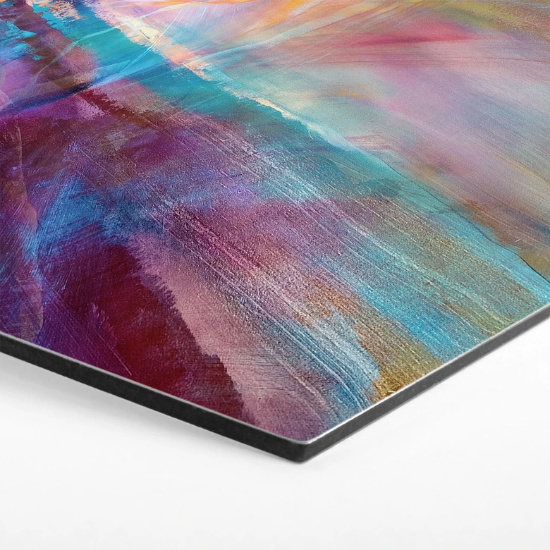 Tableaux hexagonaux Douce brume de couleur en mouvement - Schmucker - Alu-Dibond 
