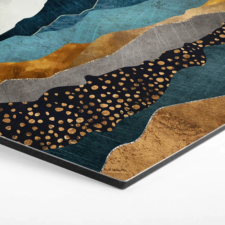 Hexagon Wandbild SpaceFrog Designs - Bernsteinfarbene Sonne - Alu-Dibond 