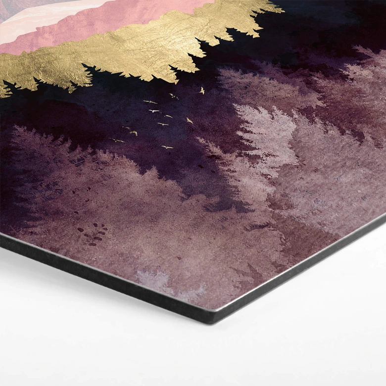 Wandbild SpaceFrog Designs - Lila Wald - Hexagon Alu-Dibond 