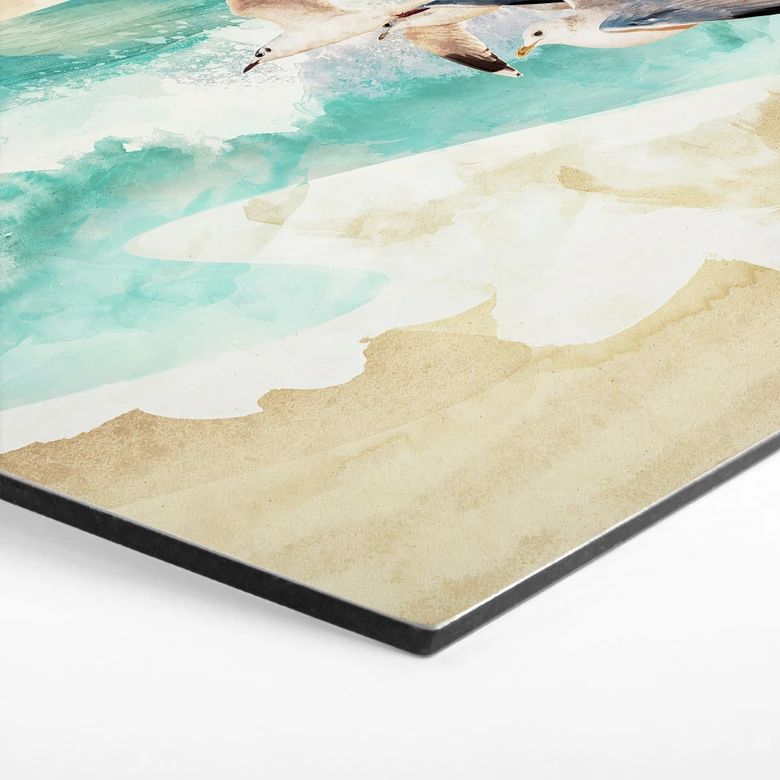 Hexagon Wandbild Möwen am Strand - SpaceFrog Designs - Alu-Dibond 