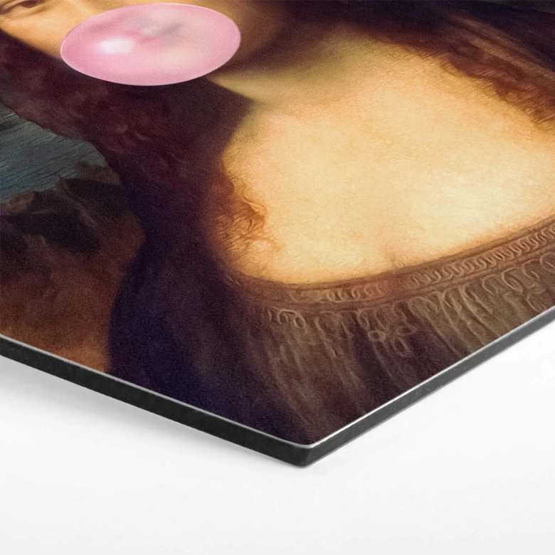 Hexagon Wandbild Taudalpoi - Mona Lisa mit Kaugummi - Alu-Dibond 