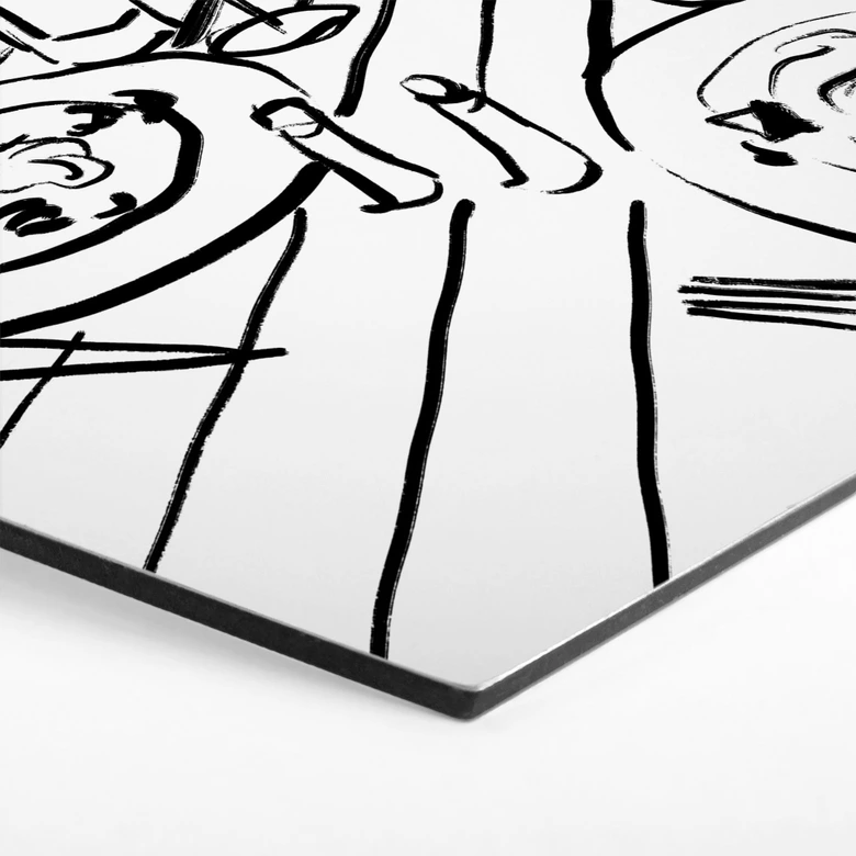Hexagon Wandbild Stillleben-Dinner mit Wein - Treechild - Alu-Dibond 