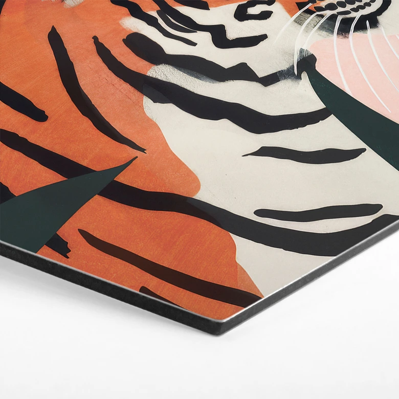 Hexagon Dibond Tijger in een roze jungle - Treechild 