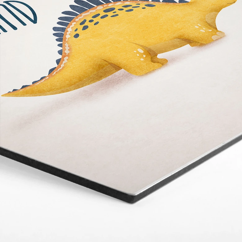 Hexagon-Wandbild Dino Be Kind - Stegosaurus - Tunaboylu - Alu-Dibond 