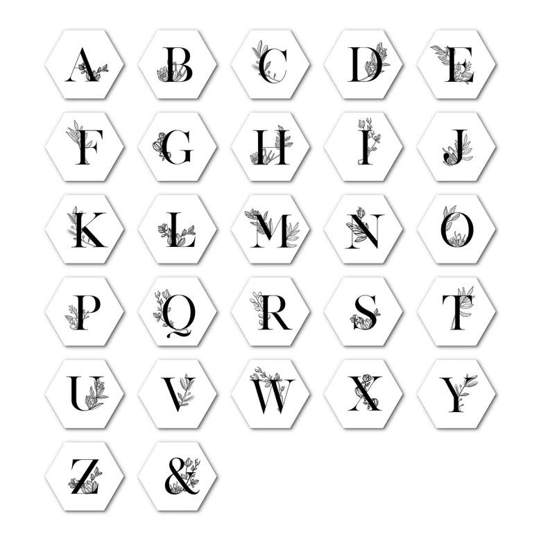 Esagoni Alu-Dibond - Lettere floreali 
