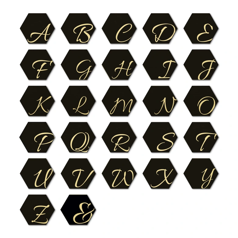 Hexagon Letters - alu-dibond gold effect 