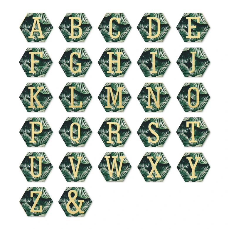 Hexagon Alu-Dibond Gold Decorative Letters Jungle 