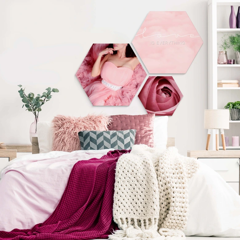 Hexagon -Alu-Dibond - Die rosa Rose 