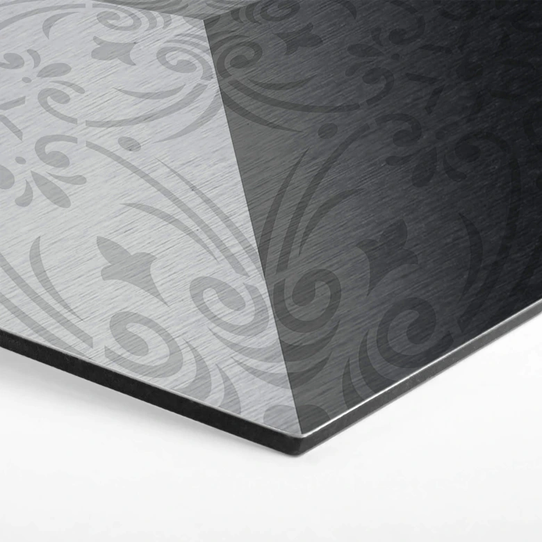 3D Hexagon - Alu-Dibond Silber Muster 