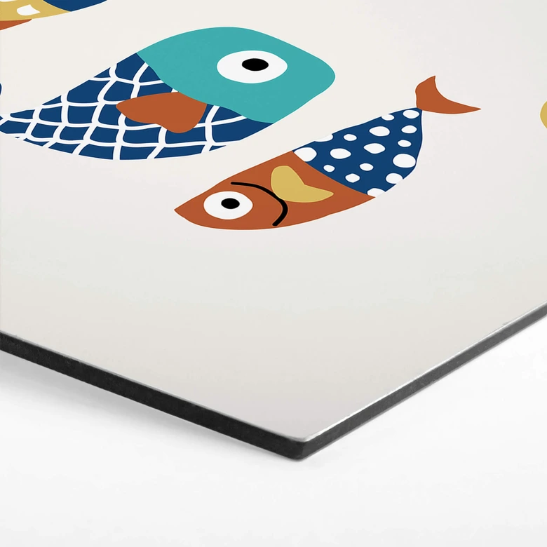 Hexagon - Alu-Dibond Kubistika - Bunte Fische 