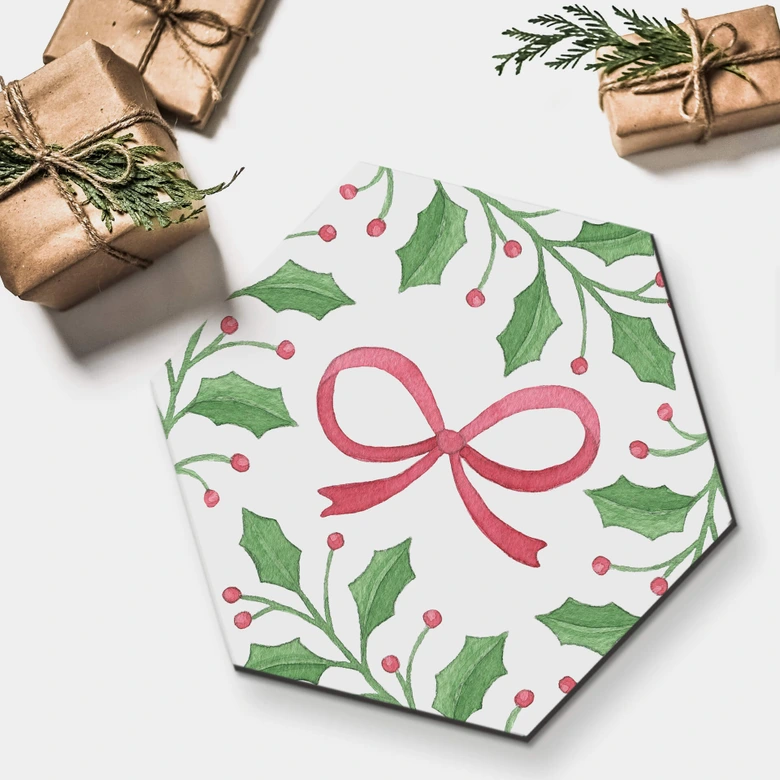 Hexagon - Alu-Dibond Weihnachtsschleife 