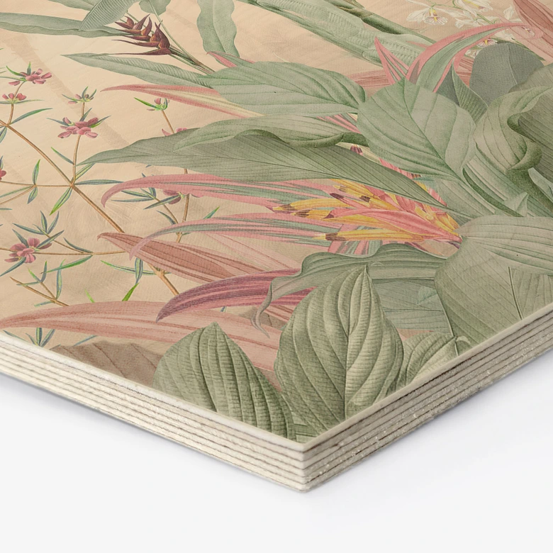 Hexagon Holzbild Tropische Idylle mit Kolibri Apricot - Bloomery Decor 