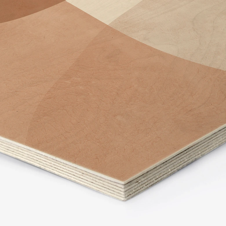 Tableau sur bois Hexagon Boho formes aquarelles dans les tons bruns - Costa 