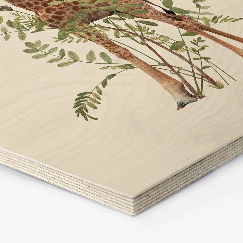 Hexagon Holzbild Florale Giraffe - Frida Floral Studio 