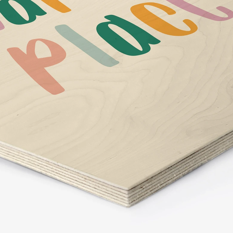 Hexagon Holzbild mit Spruch - Happy place - Kinderzimmer 