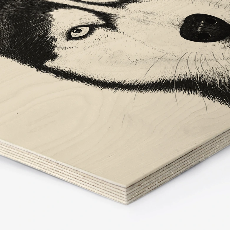 Hexagon-Holzbild Sibirischer Husky - Hundeporträt - Korenkova 