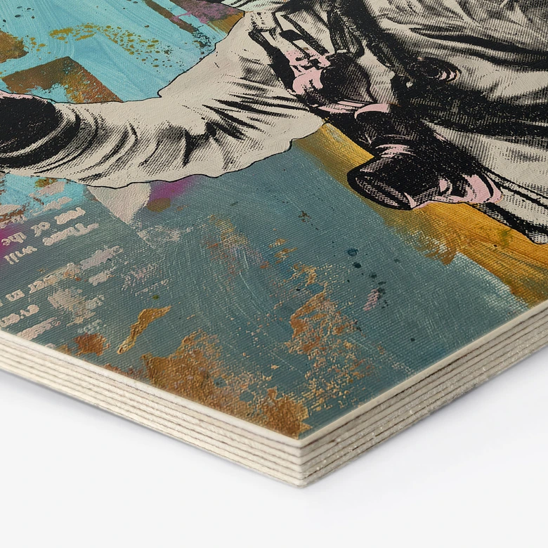 Hexagon Holzbild Astronaut mit Taube - Kuryliuk 